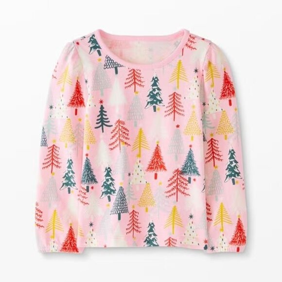 Hanna Andersson Holiday Print Knit Top In Cotton Jersey. Size 6 - Picture 1 of 4